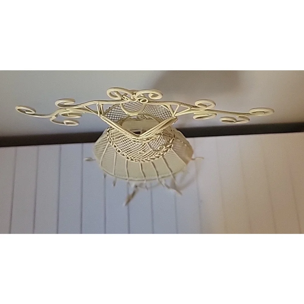 VTG White Metal Dress Shaped Jewelry Organizer Girls Women Hanger Rack 17” Tall